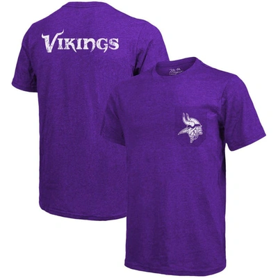 Majestic Minnesota Vikings Tri-blend Pocket T-shirt - Heathered Purple