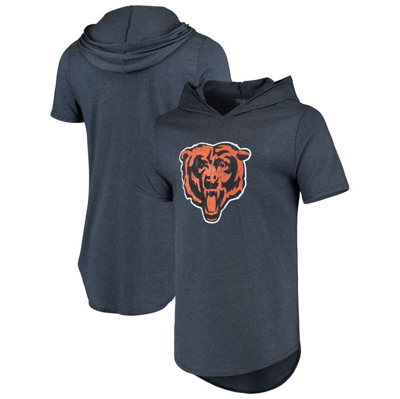 MAJESTIC MAJESTIC THREADS NAVY CHICAGO BEARS PRIMARY LOGO TRI-BLEND HOODIE T-SHIRT