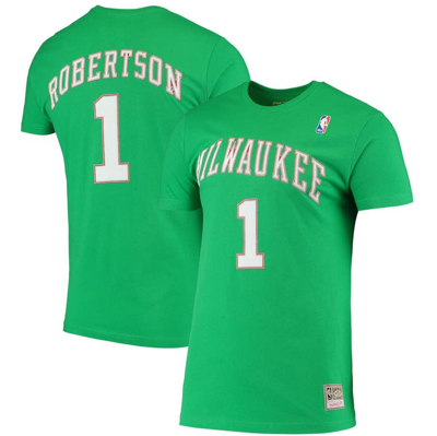 Mitchell & Ness Oscar Robertson Green Milwaukee Bucks Hardwood Classics Stitch Name & Number T-shirt