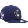 NEW ERA NEW ERA NAVY MILWAUKEE BREWERS 9/11 MEMORIAL SIDE PATCH 59FIFTY FITTED HAT