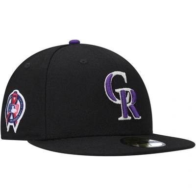 New Era Men's Black Colorado Rockies 9/11 Memorial Side Patch 59fifty Fitted Hat