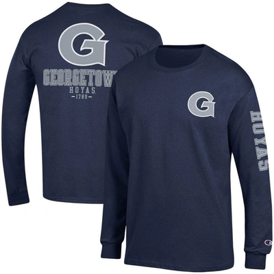 Champion Men's  Navy Georgetown Hoyas Team Stack Long Sleeve T-shirt