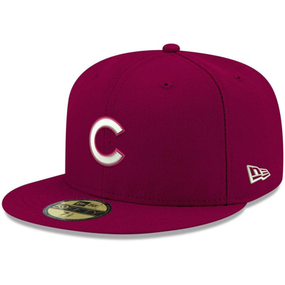 New Era Cardinal Chicago Cubs White Logo 59fifty Fitted Hat