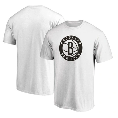 Fanatics Men's White Brooklyn Nets Primary Team Logo T-shirt In White/white