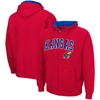 Colosseum Men's  Red Kansas Jayhawks Arch And Logo 3.0 Full-zip Hoodie In Red
