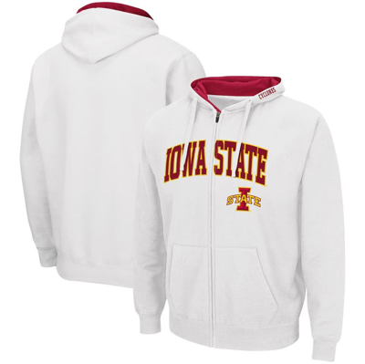 Colosseum Men's  White Iowa State Cyclones Arch And Logo 3.0 Full-zip Hoodie