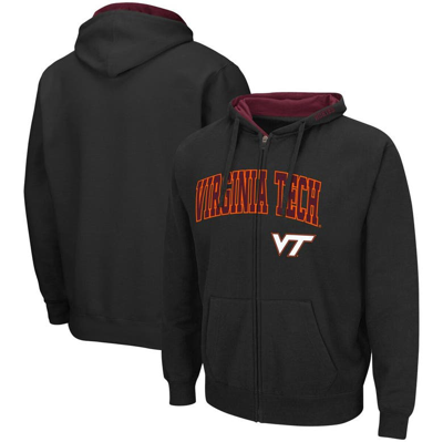 Colosseum Men's  Black Virginia Tech Hokies Arch & Logo 3.0 Full-zip Hoodie