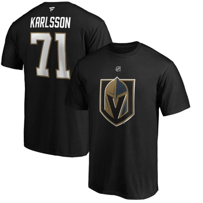 Fanatics Men's William Karlsson Black Vegas Golden Knights Authentic Stack Player Name And Number T-shirt