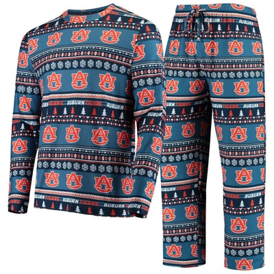 Concepts Sport Navy Auburn Tigers Ugly Sweater Knit Long Sleeve Top And Pant Set