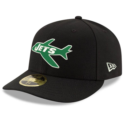 New Era Men's Black New York Jets Omaha Throwback Low Profile 59fifty Fitted Hat