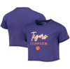 LEAGUE COLLEGIATE WEAR GIRLS YOUTH LEAGUE COLLEGIATE WEAR PURPLE CLEMSON TIGERS CROPPED T-SHIRT