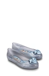 Mini Melissa Kids' Sweet Love Disney Princess Flat In Glitter Blue