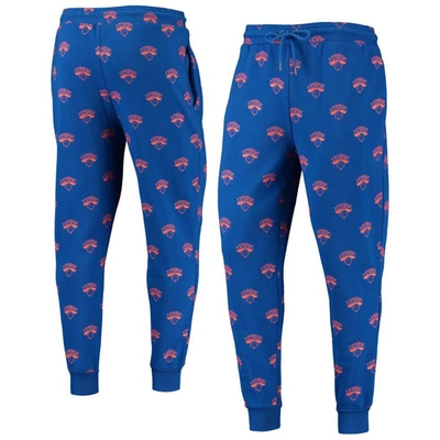The Wild Collective Royal New York Knicks Allover Logo Jogger Trousers