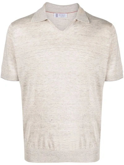 Brunello Cucinelli V-neck Polo Shirt In Grey