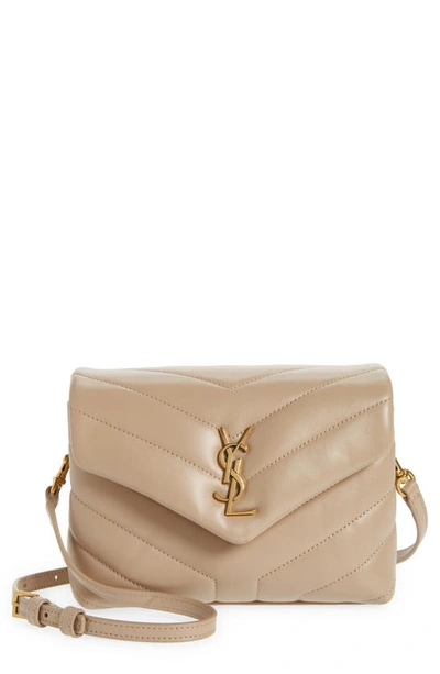 Saint Laurent Toy Loulou Matelassé Leather Crossbody Bag In Dark Beige