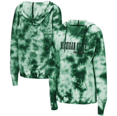 COLOSSEUM COLOSSEUM GREEN MICHIGAN STATE SPARTANS SHAVONEE TIE-DYE PULLOVER HOODIE