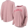 UG APPAREL CRIMSON/WHITE ALABAMA CRIMSON TIDE MELANGE STRIPED BOXY LONG SLEEVE T-SHIRT