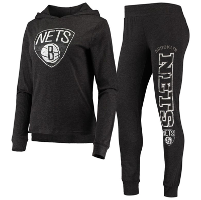 Concepts Sport Women's  Black Brooklyn Nets Hoodie & Pants Sleep Set