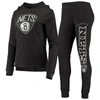 Concepts Sport Women's  Black Brooklyn Nets Hoodie & Pants Sleep Set In Black