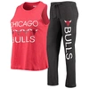 Concepts Sport Women's Heathered Red, Heathered Black Chicago Bulls Tank Top And Pants Sleep Set In Heather Red
