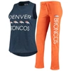 Concepts Sport Women's  Orange, Navy Denver Broncos Muscle Tank Top And Pants Sleep Set In Orange