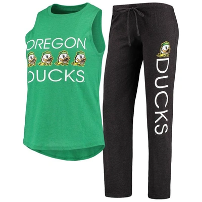 Concepts Sport Women's Green, Black Oregon Ducks Team Tank Top And Pants Sleep Set In Green,black