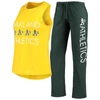 Concepts Sport Women's  Green, Gold Oakland Athletics Meter Muscle Tank Top And Pants Sleep Set In Green