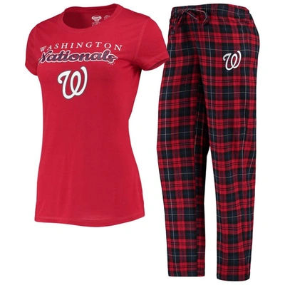 Concepts Sport Women's Red, Navy Washington Nationals Lodge T-shirt And Pants Sleep Set In Red,navy