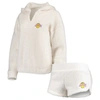 Concepts Sport Women's Cream Los Angeles Lakers Fluffy Long Sleeve Hoodie Top And Shorts Sleep Set In Cream