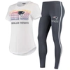 CONCEPTS SPORT CONCEPTS SPORT WHITE/CHARCOAL NEW ENGLAND PATRIOTS SONATA T-SHIRT & LEGGINGS SET