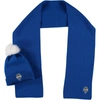 Zoozatz Seattle Sounders Fc Fuzzy Cuffed Pom Knit Hat And Scarf Set In Royal