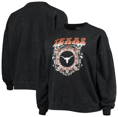 Zoozatz Black Texas Longhorns Garment Wash Oversized Vintage Pullover Sweatshirt