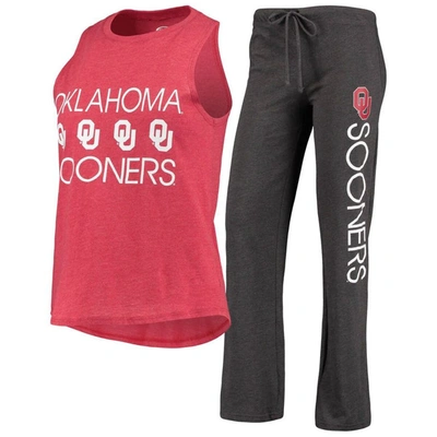Concepts Sport Women's Crimson, Charcoal Washington State Cougars Team Tank Top And Pants Sleep Set In Crimson,charcoal