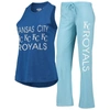 Concepts Sport Women's  Light Blue, Royal Kansas City Royals Meter Muscle Tank Top And Pants Sleep Se In Light Blue