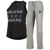 Concepts Sport Women's  Gray, Black Miami Marlins Meter Muscle Tank Top And Pants Sleep Set In Gray