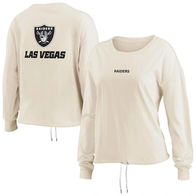 Wear By Erin Andrews Women's Oatmeal Las Vegas Raiders Long Sleeve Crop Top Shirt