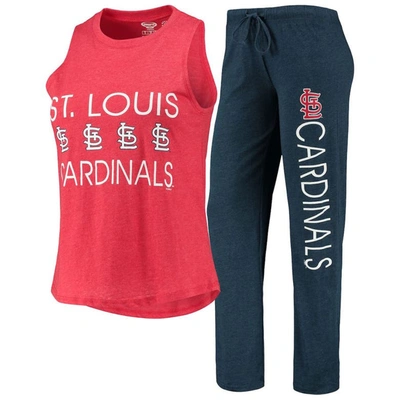 Concepts Sport Women's  Navy, Red St. Louis Cardinals Meter Muscle Tank Top And Pants Sleep Set In Navy,red