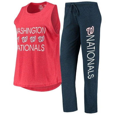 Concepts Sport Women's  Navy, Red Washington Nationals Meter Muscle Tank Top And Pants Sleep Set In Navy,red