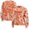 WEAR BY ERIN ANDREWS WEAR BY ERIN ANDREWS ORANGE CLEVELAND BROWNS TIE-DYE CROPPED LONG SLEEVE T-SHIRT