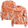 Wear By Erin Andrews Women's  Orange Cleveland Browns Tie-dye Cropped Long Sleeve T-shirt In Orange