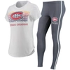 CONCEPTS SPORT CONCEPTS SPORT WHITE/CHARCOAL MONTREAL CANADIENS SONATA T-SHIRT & LEGGINGS SET