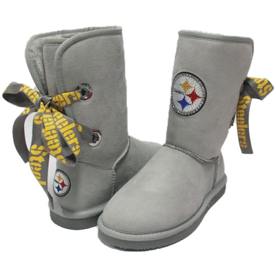 Cuce Women's Pittsburgh Steelers Ribbon Boots In Gray