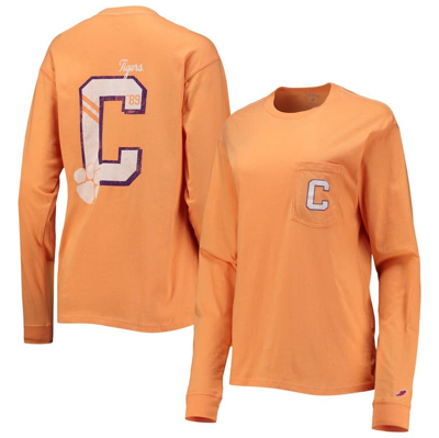 League Collegiate Wear Orange Clemson Tigers Pocket Oversized Long Sleeve T-shirt
