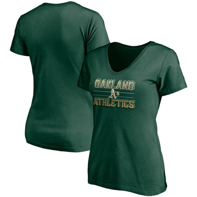 Fanatics Women's Green Oakland Athletics Compulsion To Win V-neck T-shirt