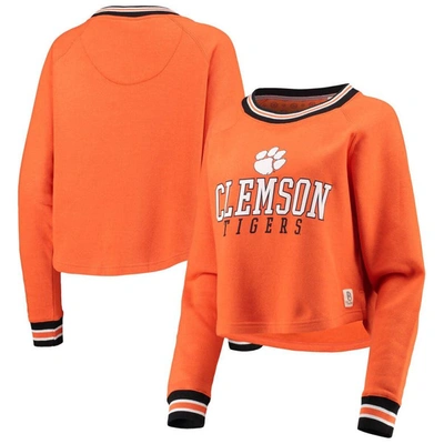 Pressbox Orange Clemson Tigers Cali Cozy Raglan Crop Pullover Sweatshirt