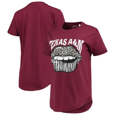 Pressbox Women's  Maroon Texas A&m Aggies Wild Lips Core T-shirt