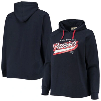 Fanatics Branded Navy New England Patriots Plus Size First Contact Raglan Pullover Hoodie