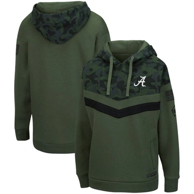 Colosseum Olive/camo Alabama Crimson Tide Oht Military Appreciation Extraction Chevron Pullover Hood In Olive,camo