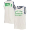 Junk Food Women's  White And Royal Seattle Seahawks Throwback Pop Binding Scoop Neck Tank Top In White