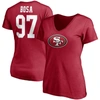 FANATICS FANATICS BRANDED NICK BOSA SCARLET SAN FRANCISCO 49ERS PLAYER ICON NAME & NUMBER V-NECK T-SHIRT